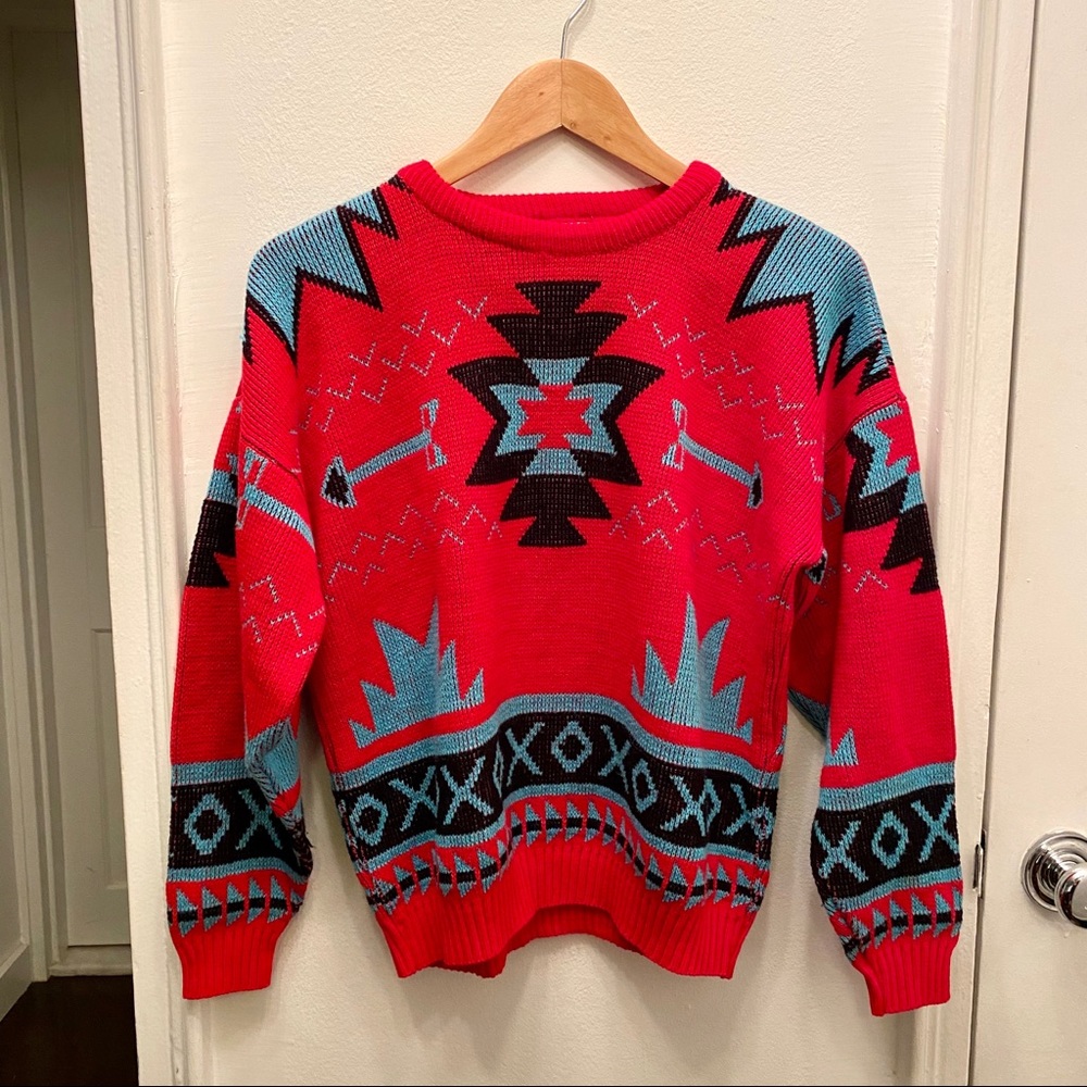 Vintage Southwest Print Crewneck Sweater